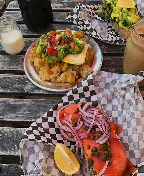 Salad and Salmon at the Alchemist Lettuce salad, and Salmon